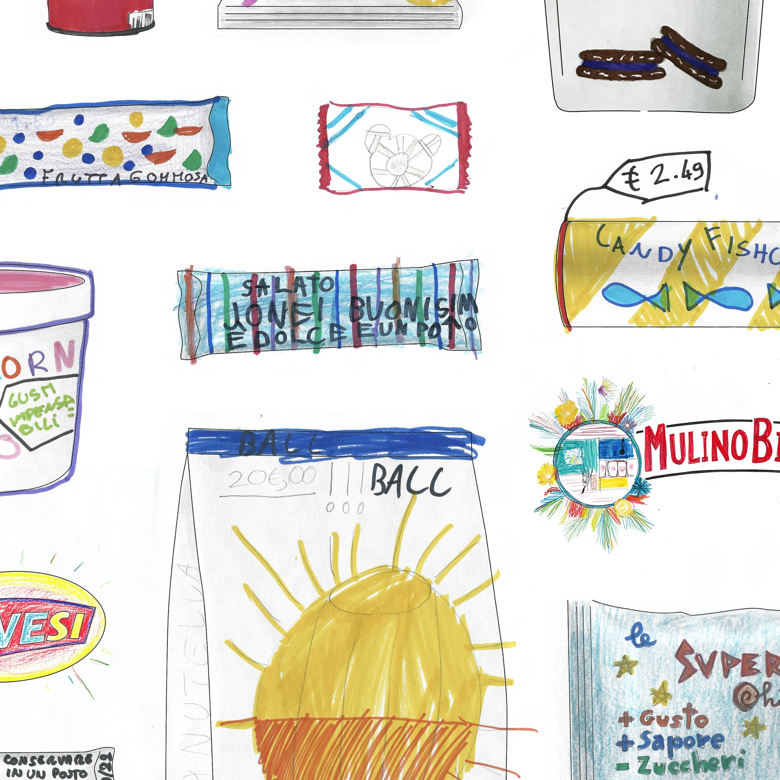 Barilla snack concept packaging with colored logo variations