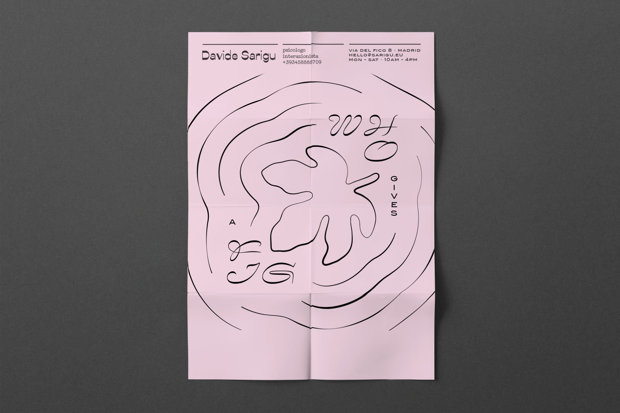 Davide Sarigu A2 poster with full-bleed type composition